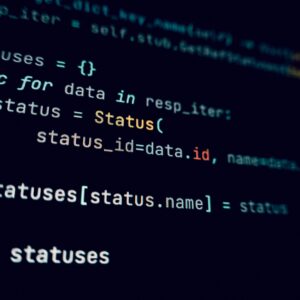 Detailed view of programming code in a dark theme on a computer screen.